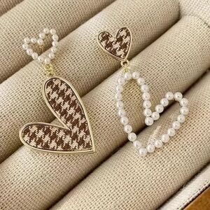 NWOT Boho Pearl Heart Stud Dangle Earrings 🌺
